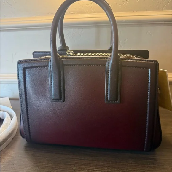 Michael Kors Laila small satchel crossbody in burgundy - Picture 2 of 8